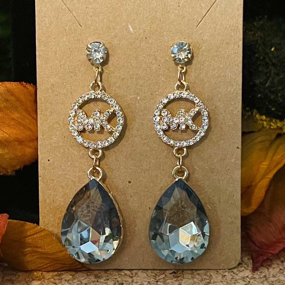 MK Gold and Crystal Drop Earrings